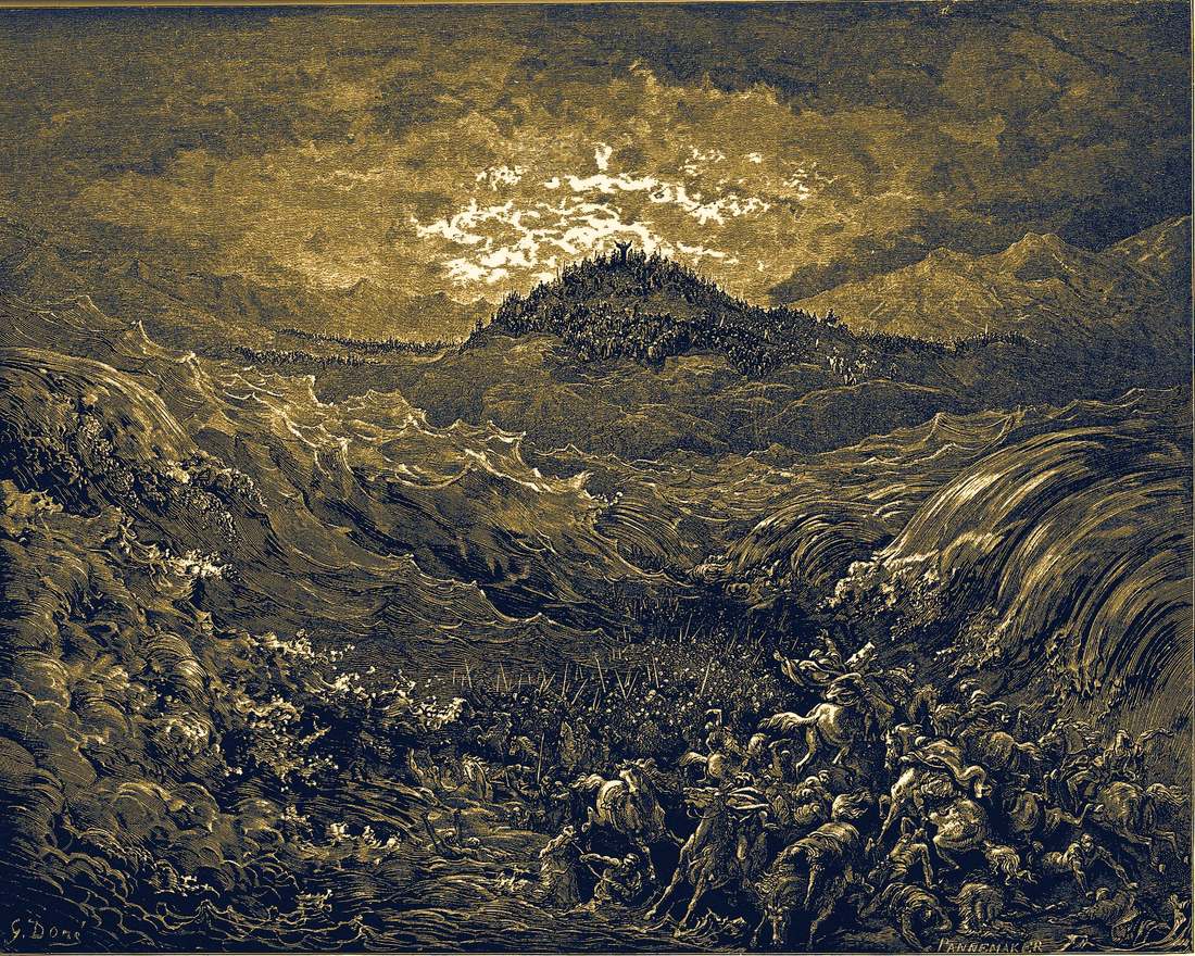 Gravura de Gustave Doré: a travessia do mar
